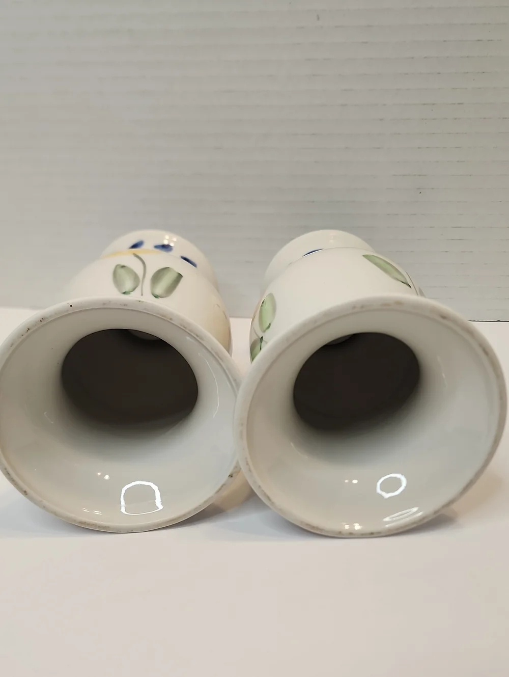 Pair Of Hand-Painted Floral Tulip Design Ceramic Candle Holders